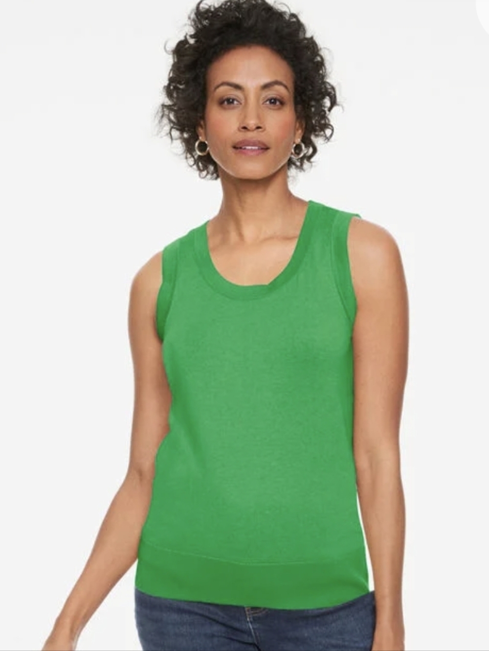 Talbots Bright Green Sleeveless Knit Tank Contemporary Minimalist Spring XL